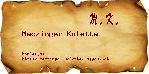 Maczinger Koletta névjegykártya